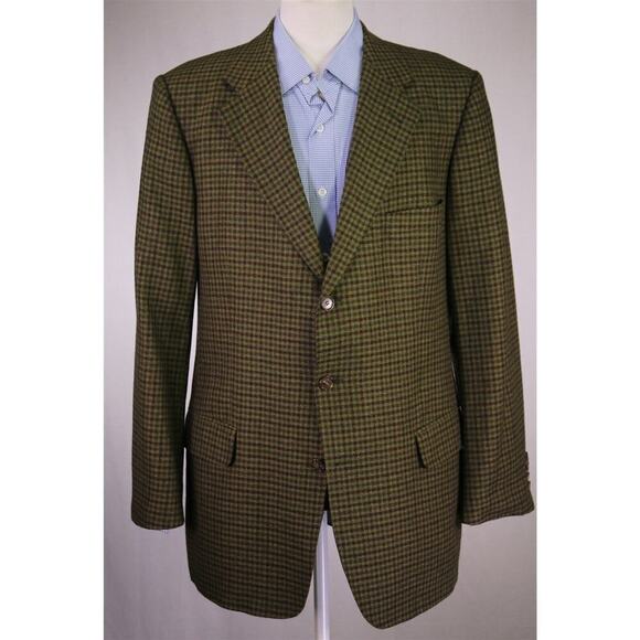 Eduard Dressler Green/Brown Knit Check 100% Cashmere by Zegna 3Btn Sportcoat 44R - Picture 2 of 11